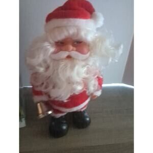 Vintage Bell Ringing Santa Claus Christmas Collectible Red Suit Holiday Animated